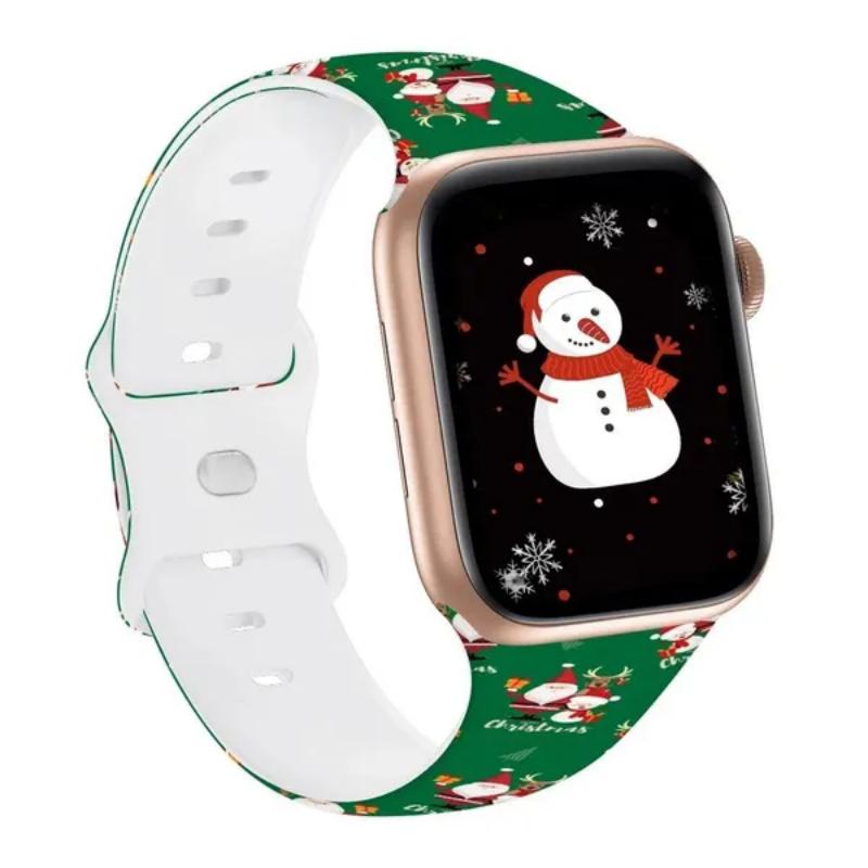 Silicone Christmas Strap for Apple Watch Bands 44mm 40mm 49mm 41mm 45mm 42mm Printed Bracelet Iwatch Series 9 8 7 6 3 5 Ultra 2