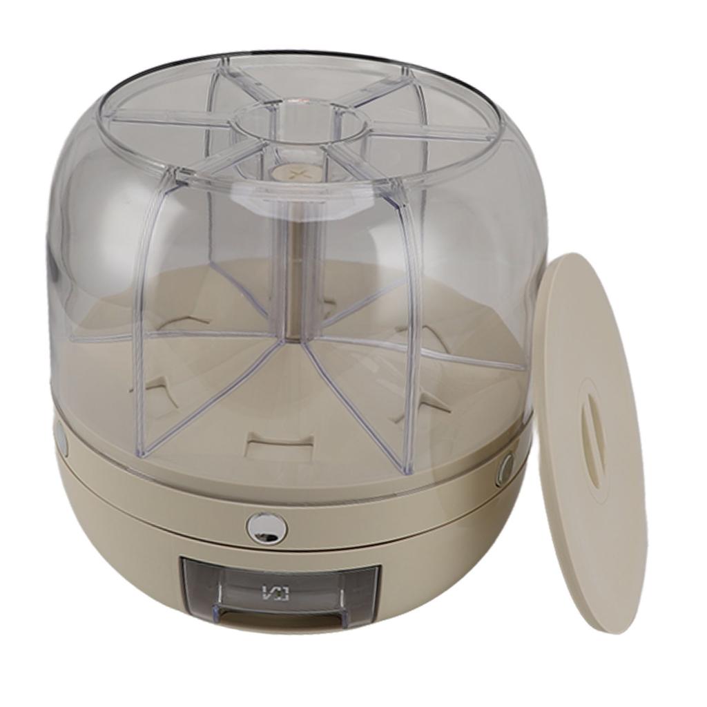 Grain Storage Dispenser Rotation Rice Container White 6 Compartments Sealing Easy Access Dry Food Dispenser for Kitchen