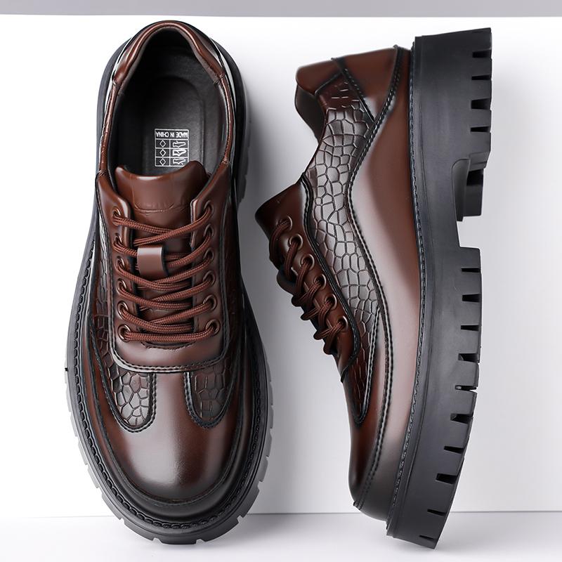 Fashion 2025New Men Casual Leather Business Tooling Shoes Stylish Thick Bottom Designers Shoe High Quality Walking Slip-on Comfy Loafers