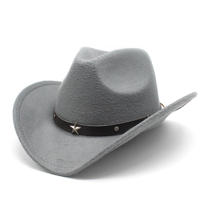 Metal Pentagram Western Cowboy Top Hat Woolen Jazz Hat Felt Hat Men'S And Women'S Top Hat