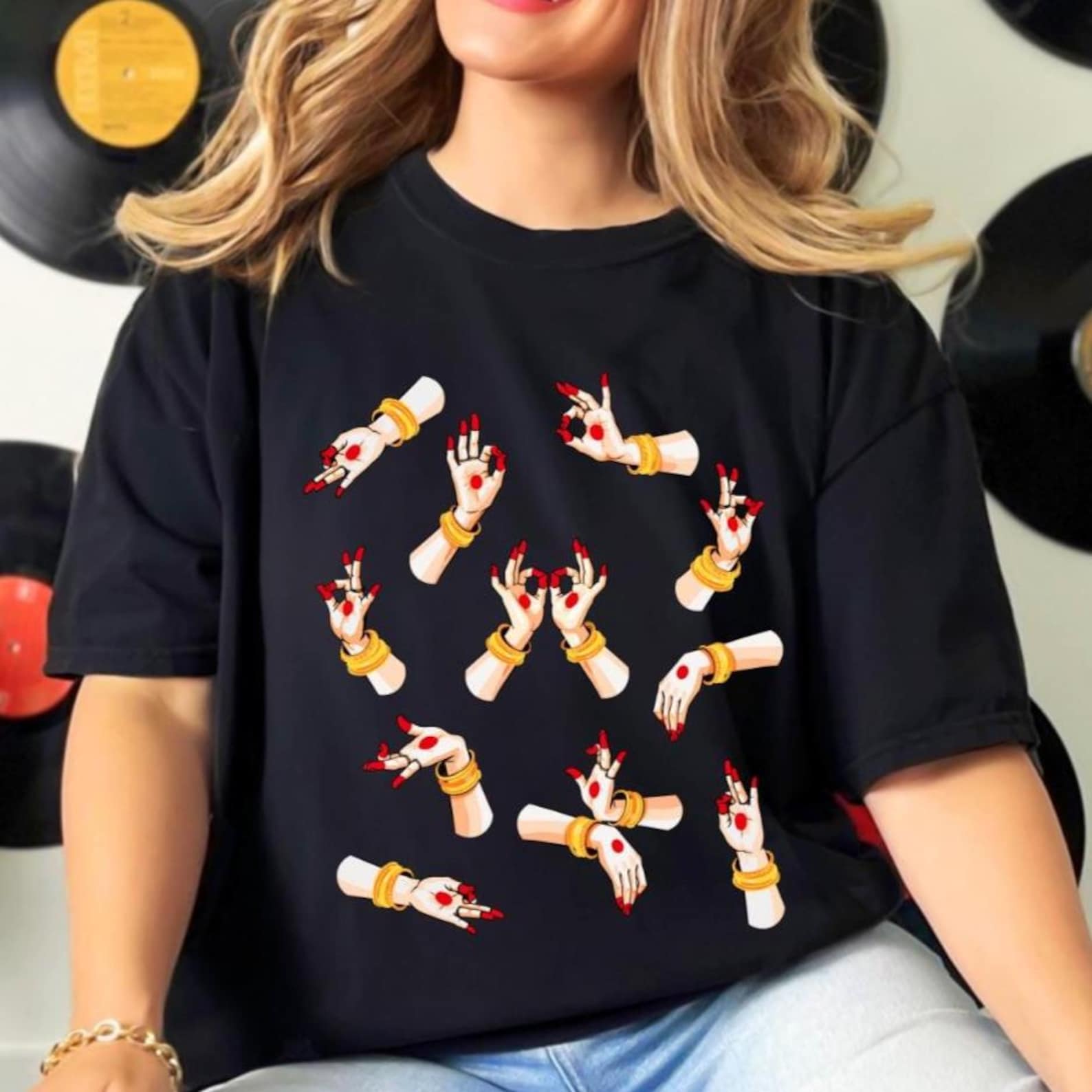 Classical Mudras Tee | Indian dance shirt, girls dance graphic tee, Desi Merch, Bollywood, XL