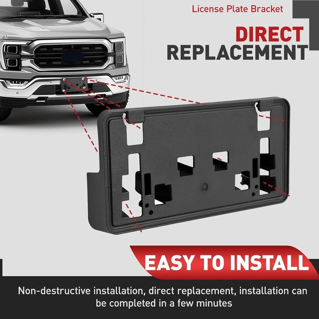 Front License Plate Frame Bracket Compatible with 2021-2023 Ford F150 F-150(2.7L, 3.0L, 3.5L, V6 Engines) License Plate Mounting Frames Replacement