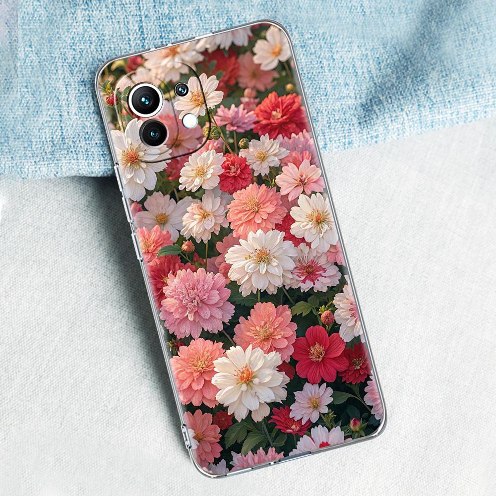 Phone Case For Xiaomi Mi 15 14 13 12 11 Lite 15T 13T 12T Pro Poco X7 X6 X5 Pro 5G X3 NFC F7 F6 F5 Cover Soft Pale Little Flower