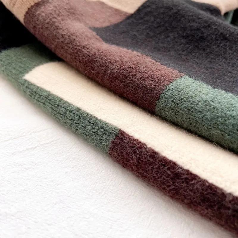 Boys' Winter Colorblocked Knit Sweater Long Sleeve Pullover Convenience Sports Tops