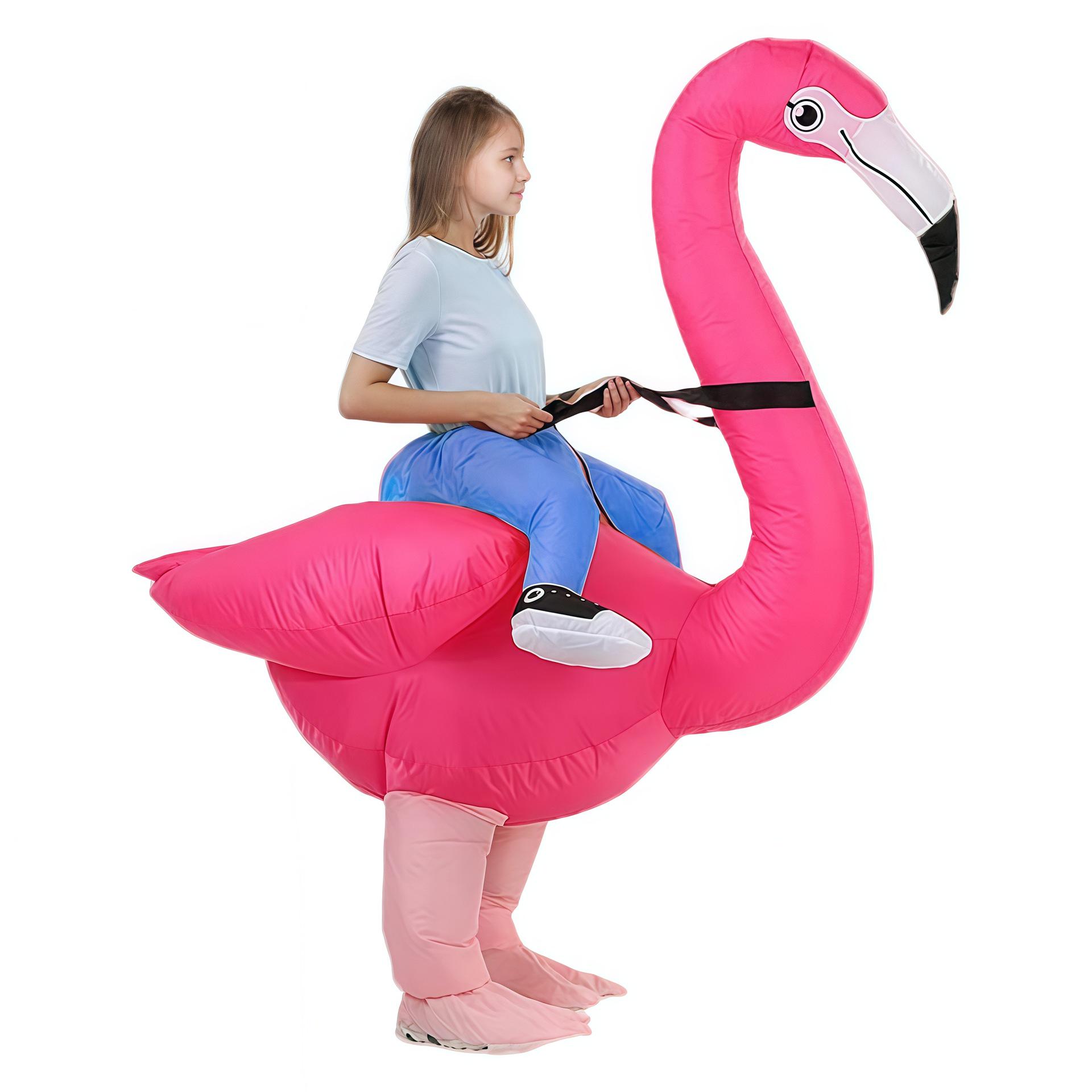 Pink Flamingo Inflatable Costume for Halloween - Fun Parent-Child Party Mascot One Size