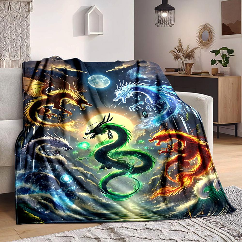 1PC Mythical Dragons Blanket, Throw For Sofa, Bed, Travel, Printing Blanket With Soft And Warm Fabric yy250918190 75x90cm
