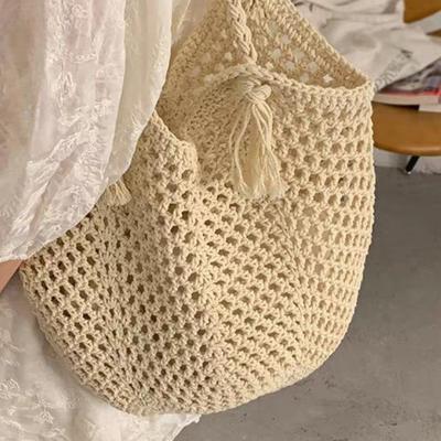Hollow Handwoven Tote Bag for Women - Korean Lazy Style Large Capacity Straw Woven Bag