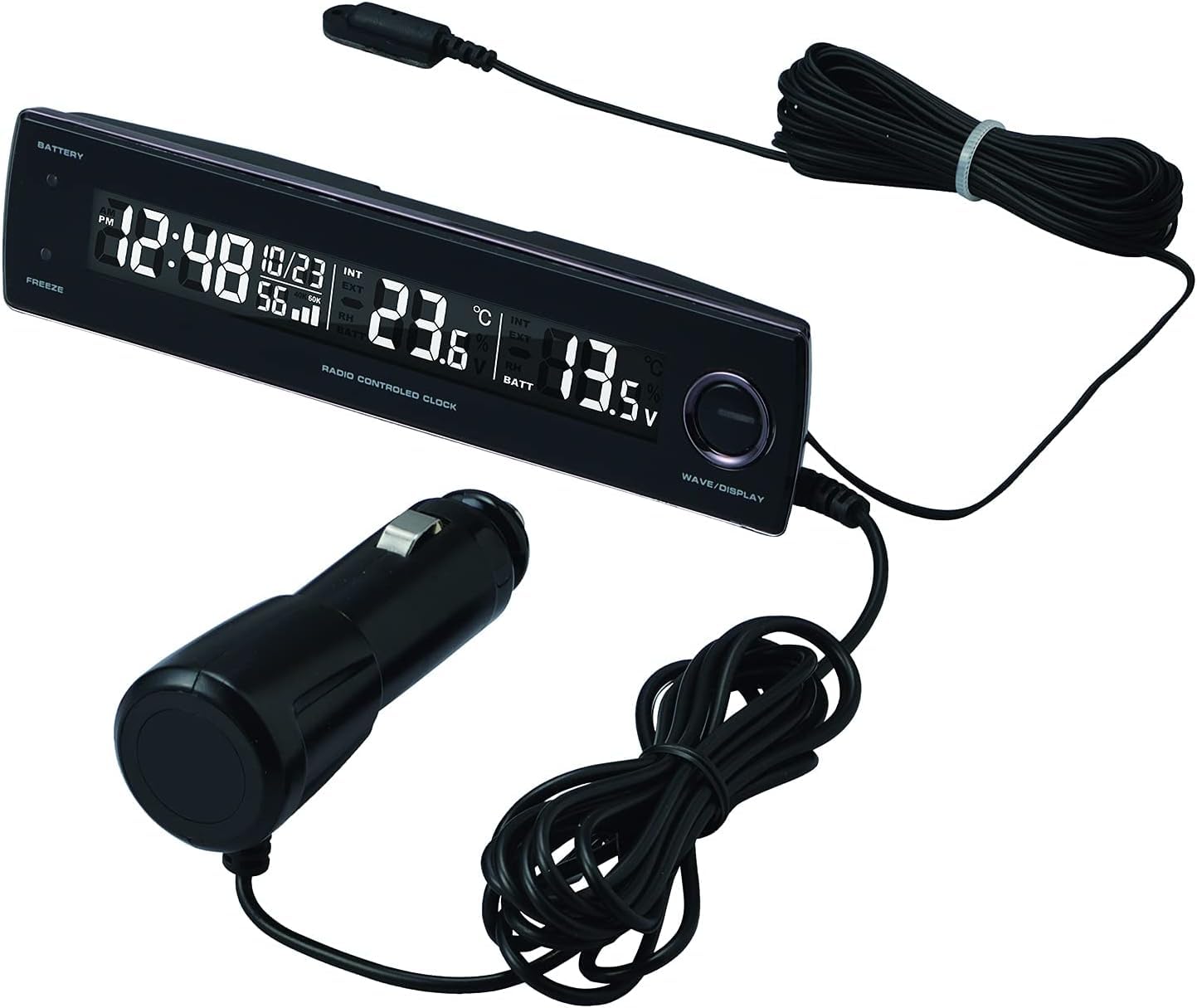 

Seiwa Автомобильный цифровой термометр-вольтметр-часы с синим светодиодом WA81 Часы, Радиоуправляемая подсветка, чёрный