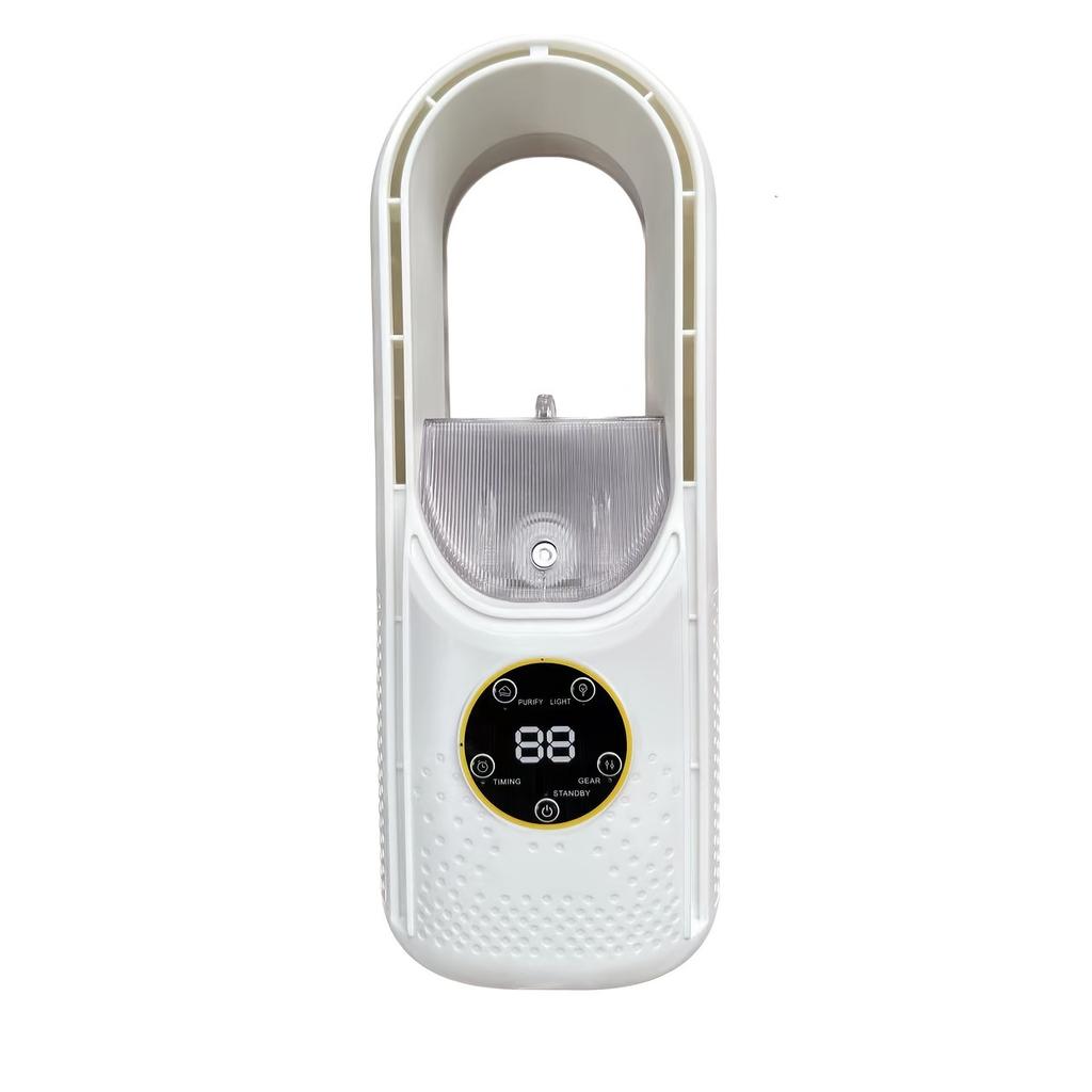 2025 New Bladeless Fan Leafless Spray Fan Usb Mute Desktop Bedroom Night Light Humidifying Electric Fan Portable Camping Fan New