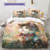 Set Copripiumino Trapuntato con Fantasia Gatto con Cappello Vintage Decorazione per la Casa Regalo (1 * copripiumino + 2 * federa, senza nucleo)