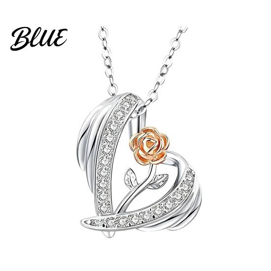 Three-dimensional Carved Rose Necklace Valentine Day 3D Heart Pendant Adjustable