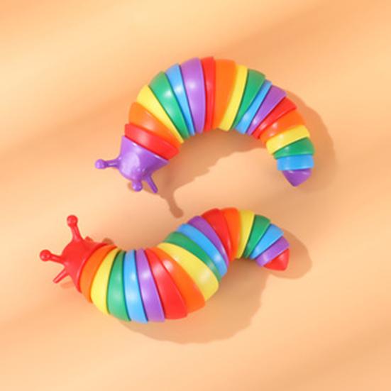 Colorful Caterpillar Fidget Toy Funny Bendable Cute Portable Stress Relief Decompression Kids Adults Slug Sensory Toy Birthday Gift