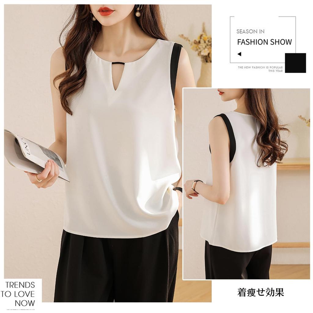 Sleeveless Chiffon Loose Perfect for and Summer [MSFQSNB] Women's Blouse, V-Neck, Summer, Fit, Slimming, Tucked, Casual, Figure-Flattering, Stylish,