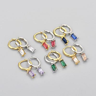 Colorful Zircon Rectangular Earrings for Women - Trendy and Stylish
