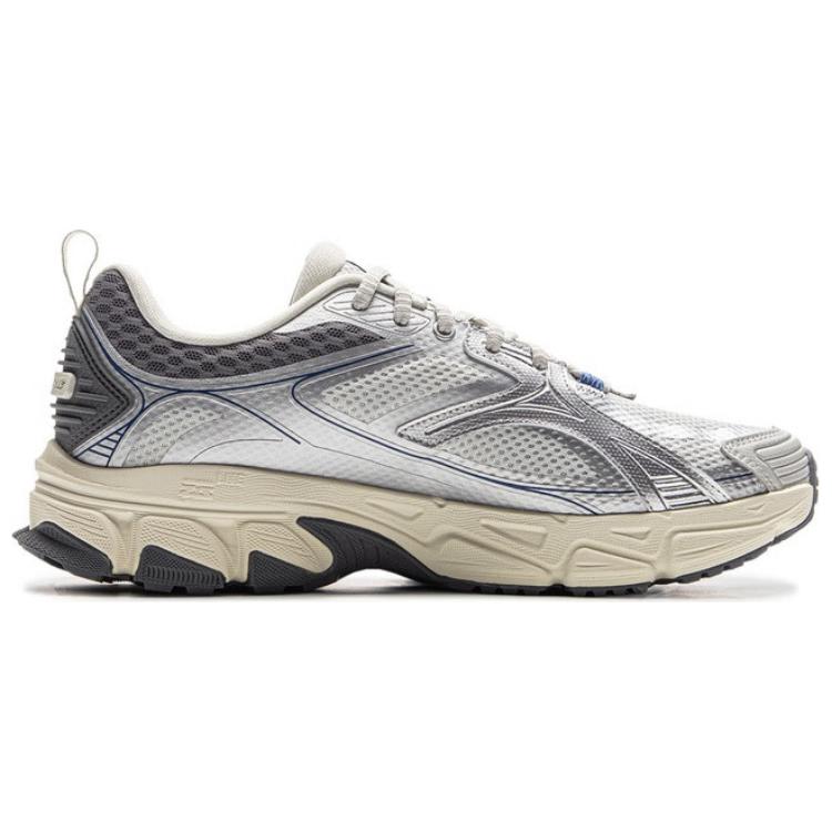 New LiNing Non-slip Wear-resistant Shock Absorption Low-Top Casual Running Shoes Men's Silver Blue ARXV003-1