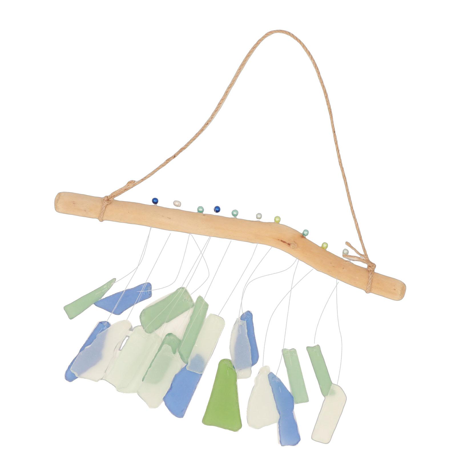 

Sea Glass Driftwood Wind Chime Hand Crafted Natural Hanging for Beach Ocean Enthusiast