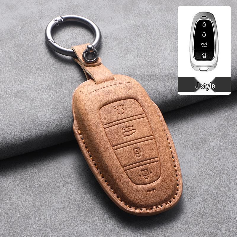 Hyundai Tucson 2023-24 L Key Case: Lambskin Leather Protective Shell for Men & Women, Full Wrap.