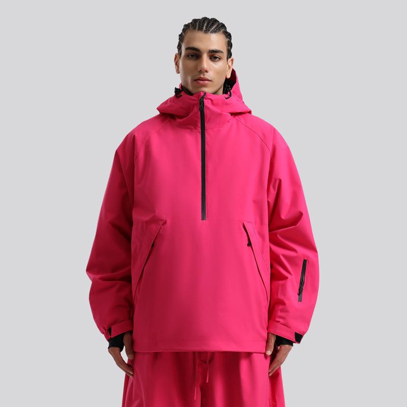 Men's and Women's Pullover Ski Jacket Snowboard Coat Waterproof Winter Baggy Snow Jackets with Hood Windproof Warm Insulation Outdoor Skiing Jackets