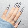 24Pcs Dark Punk Skeleton Long Coffin Ballet Press On Nails Reusable Fake Nail Kit Artificial Acrylic Tips