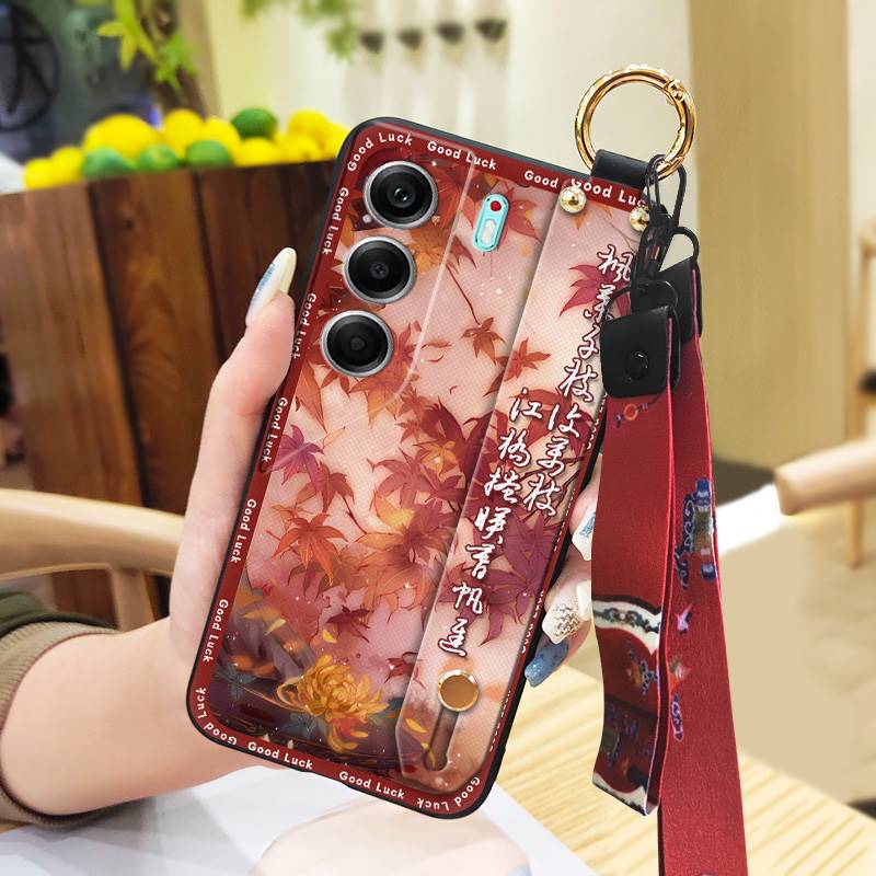 Shockproof Protective Phone Case For Tecno Camon40 4G/CM5 Durable Lanyard Anti-knock Phone Holder Silicone For Mom Ring