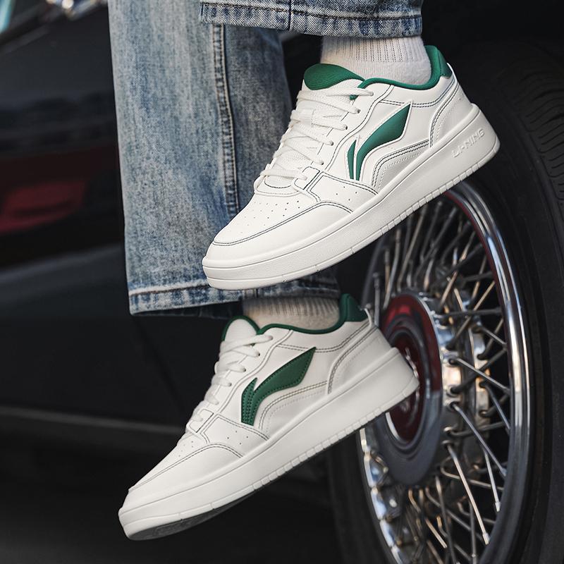 New LiNing Acer Truncatum Impact Resistance And Abrasion Resistant Low Top Skateboard Shoes Men's White Green AGCV143-4