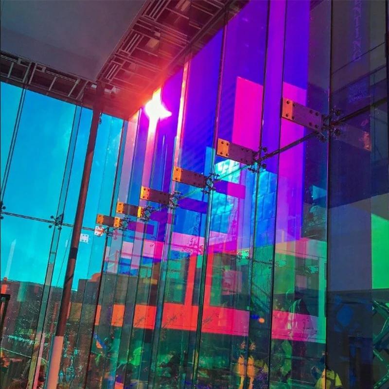 One Way Mirror Rainbow Window Film Pet Chameleon Stained Glass for Home Car Iridescent Decorative Window Tint Self Adhesive Film