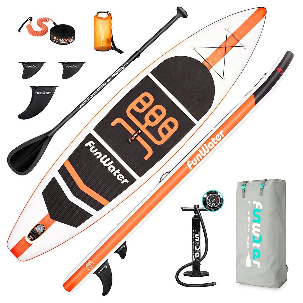 Placă gonflabilă FunWater Cruise Stand Up Paddle 335x84x15cm Ultra-ușoară pentru toate nivelurile cu rucsac de călătorie cu geantă uscată de 10L