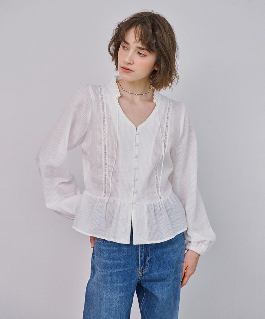 MARROT Ruffle Lace Blouse_White
