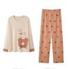 Pigiama Donna Set Pantaloni a Manica Lunga Comodo Semplice Ampio Carino Dolce Cartone Animato Orso Abbigliamento per la Casa Fuori Abbigliamento da Notte Vestiti per Ragazza