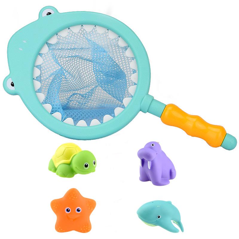 Color-Changing Animal Bath Toy Set: Temperature-Sensitive Water Play with Shark Scoop and Fish Toys
