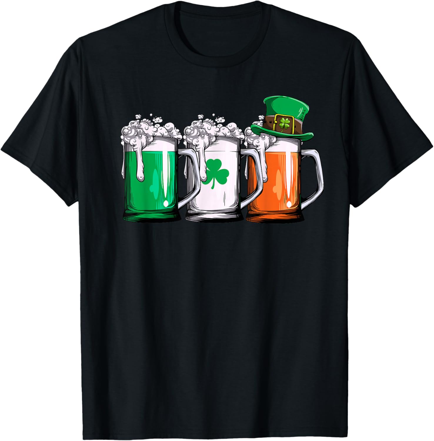 

Irish Flag Beer Mugs St Patricks Day Graphic Tee Men Women Casual TShirt - Men s Summer Cotton Graphic Tee S разноцветный