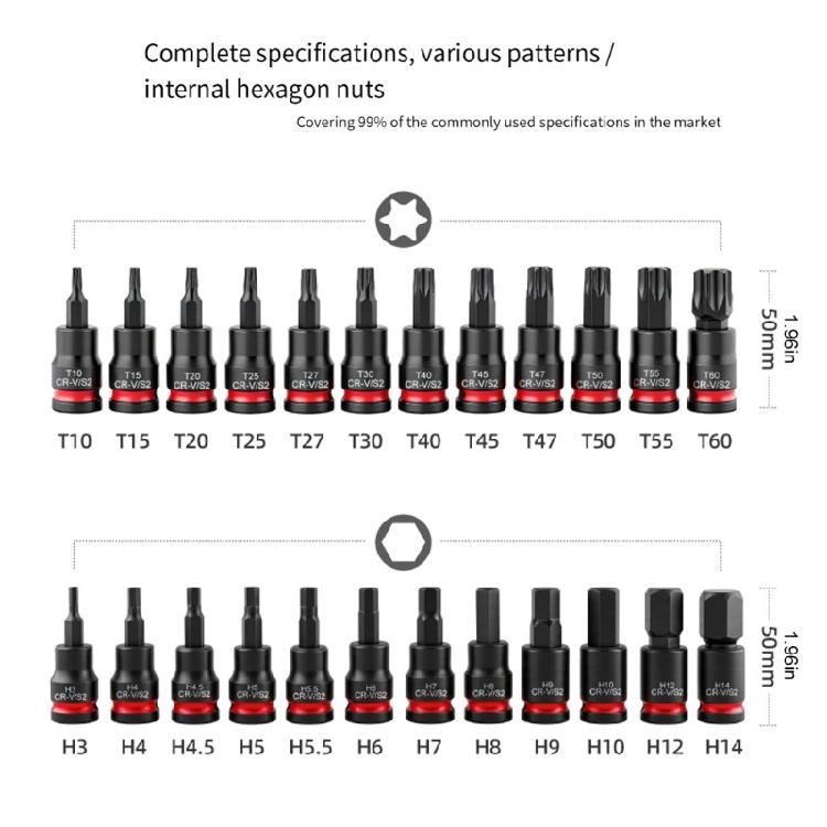 24Pcs Universal 38Inch Hexagonal Shank Socket Bit Set Hexagonal / Bit Socket For Automotive And Industrial Applications