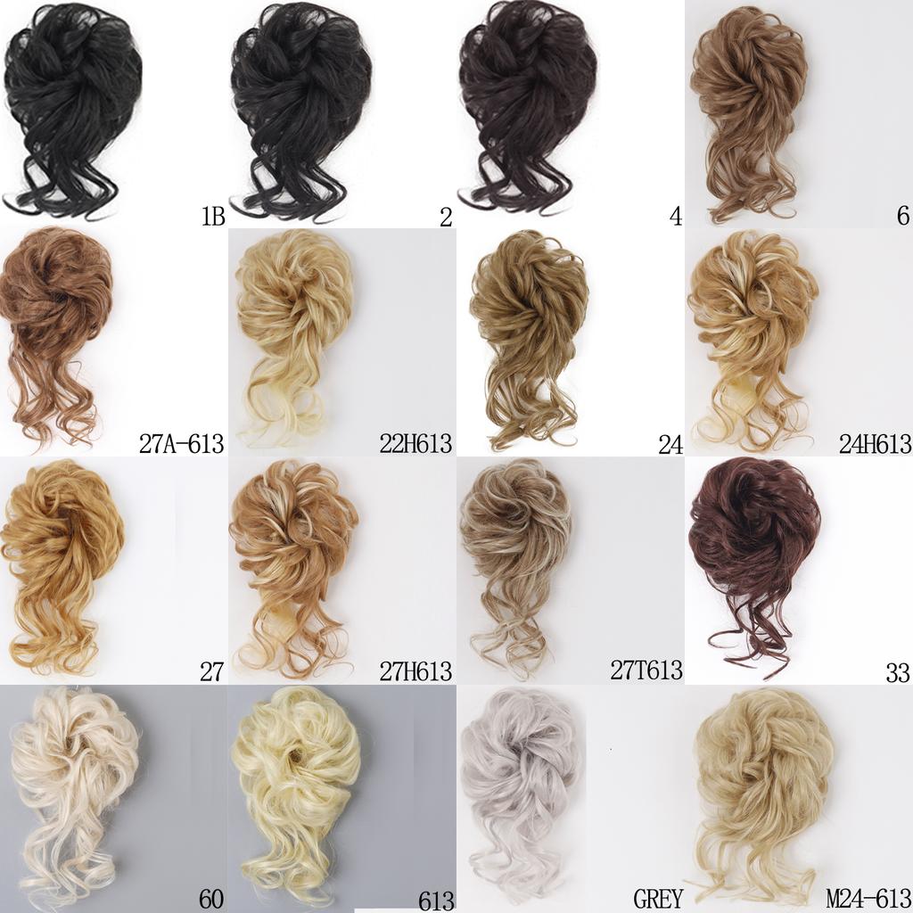 MISS WIG Syntetický prodlužovací drdol Drdol Rozcuchaný kudrnatý pásek do vlasů Pružné kudrnaté falešné vlásenky pro ženy Vlásenky