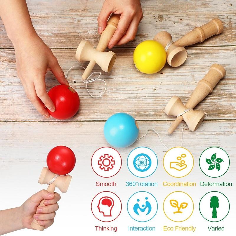 Wooden Toy Professional Skillful Juggling Ball Catch Ball in Cup Traditional Game Hand Eye Coordination Education  For Children