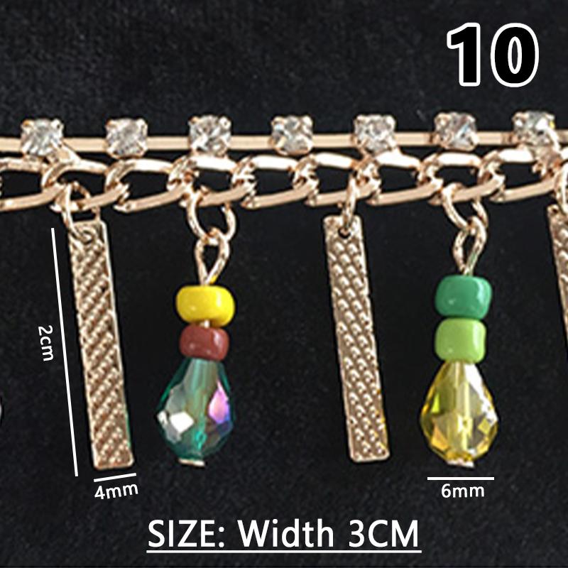 1M Ethnic Style Metal Sequin Chain Trim Sewing Tassels Fringe Beaded Ribbon Fringe Trim Diy Craft Waist Chain Garment Accessory