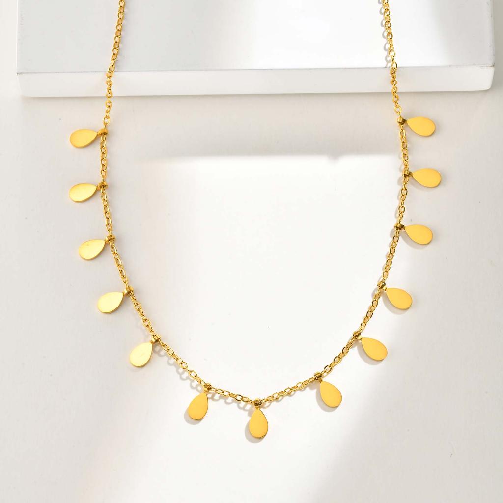 Trendy Water Drop Pendant Necklace for Women, High Quality Gold Plated Stainless Steel Chain Necklace,Party Daily Jewelry Gift
