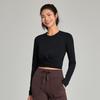 Nude Feel Casual Lace-up Waist-Controlled Skinny Exercise Top Round Neck T-Shirt Professional Running Fitness Clothes Long Sleeve Yoga Wear