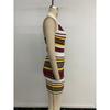 Retro Slim Lapel Halter Neck Striped Dress for Women In Summer