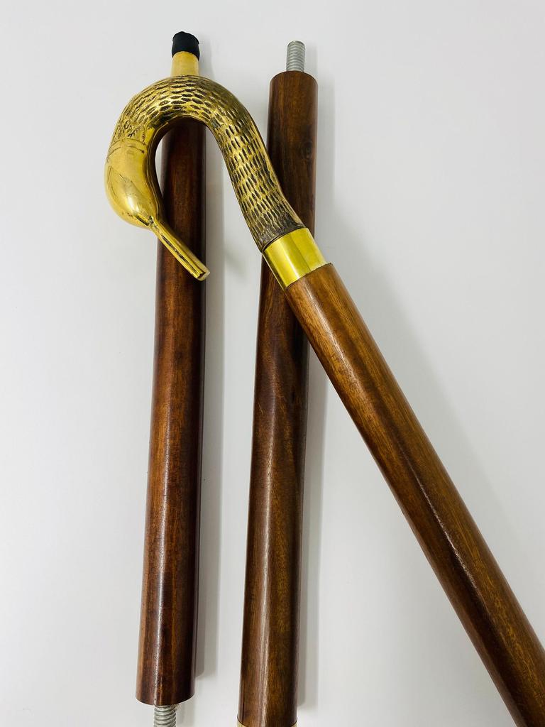 Gehstock mit viktorianischem Griff, Messing, Holz, antik, Vintage, als Geschenk, nautisch