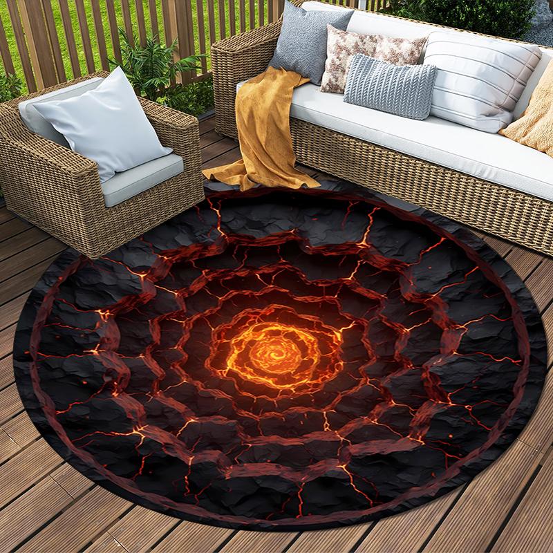 3D Vision Stone Round Area Rug,Carpet Rug for Living Room Bedroom Sofa Playroom Decor,Non-slip Floor Mat