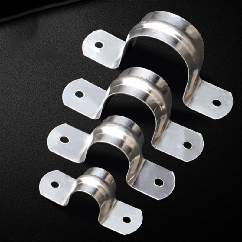 100/50 st Rörbygelklämma Rostfritt stål 2 hål Styv rörbygel Fäste Rörklämma Kraftig Kanalisationsklämmor