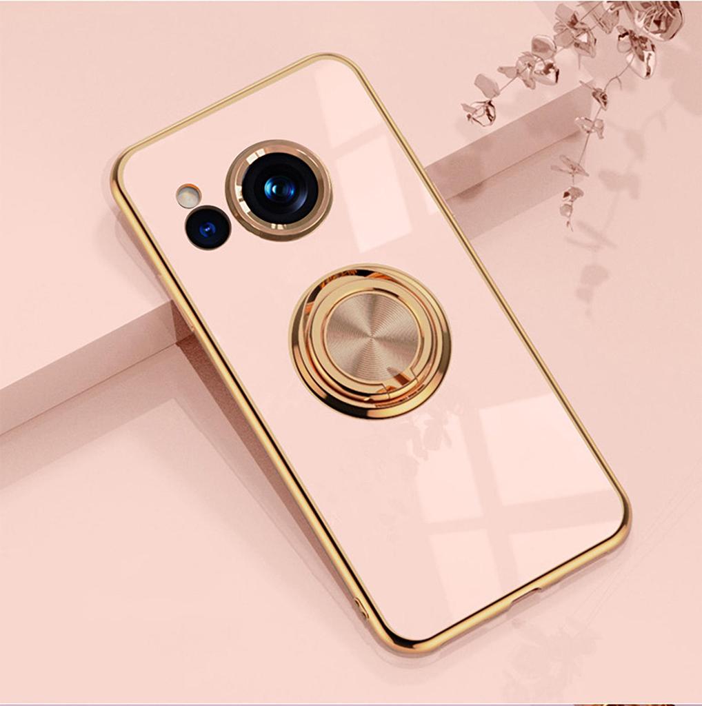 Sharp Aquos Sense9: 87Plus Solid Color Ring Stand Electroplated Magnetic Case