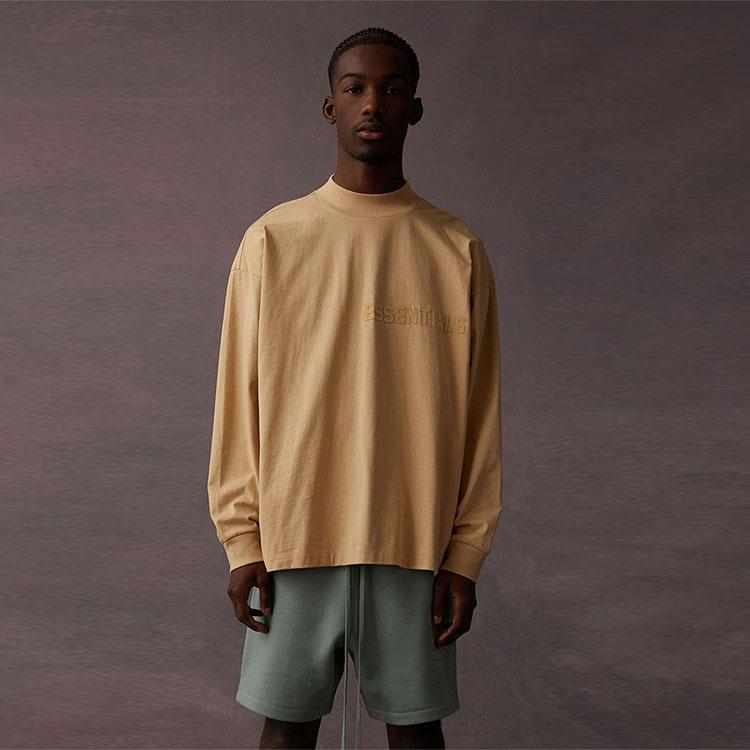 Fear of God Essentials Long-Sleeve Tee Sand Unisex Tops Tan 125BT222014F
