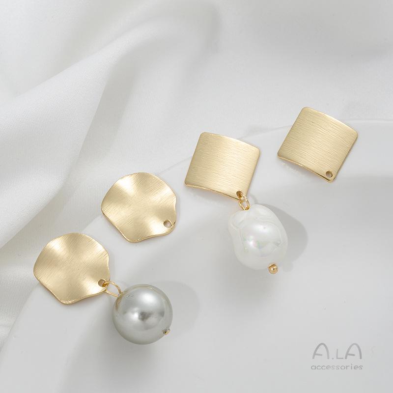 14K Gold Filled Lotus Leaf Irregular Dangle Earrings with 925 Sterling Silver Studs