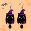 Playful Holiday Accessory Set 1 Pair 2D Acrylic Halloween Dangle Drop Earrings for Women Fun Party Favors Spooky Ghost Cat Pumpkin Earrings Costume