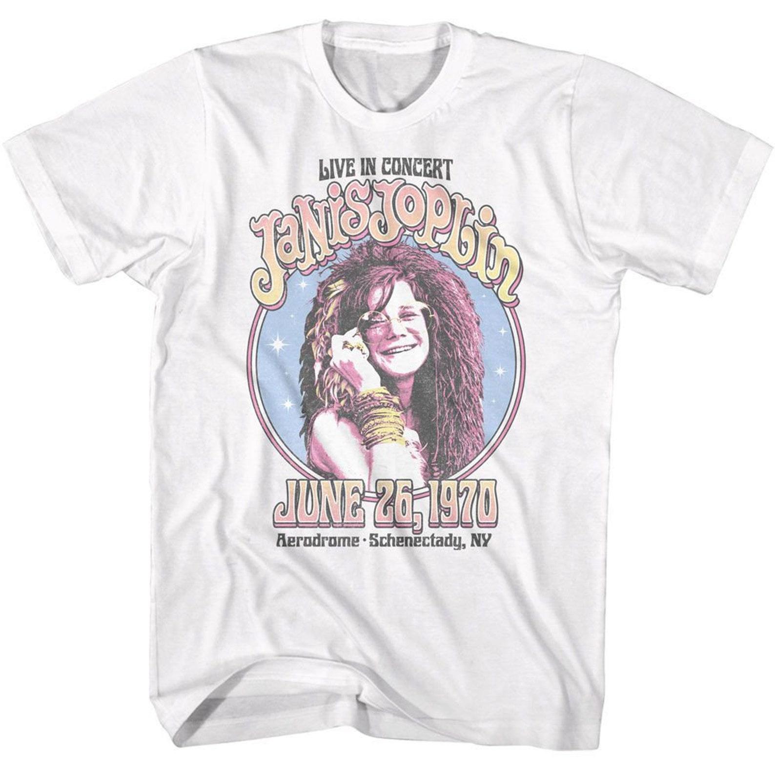 Janis Joplin Circle Sparkle White T-Shirt S
