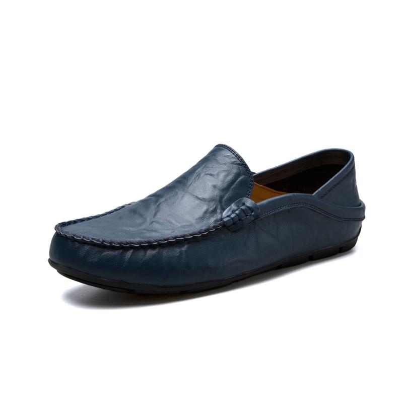 Fashion Men Casual Shoes Genuine Leather Luxury Brand Breathable Slip on Black Driving Shoes Soft Men Loafers Moccasins Plus Size 37-47