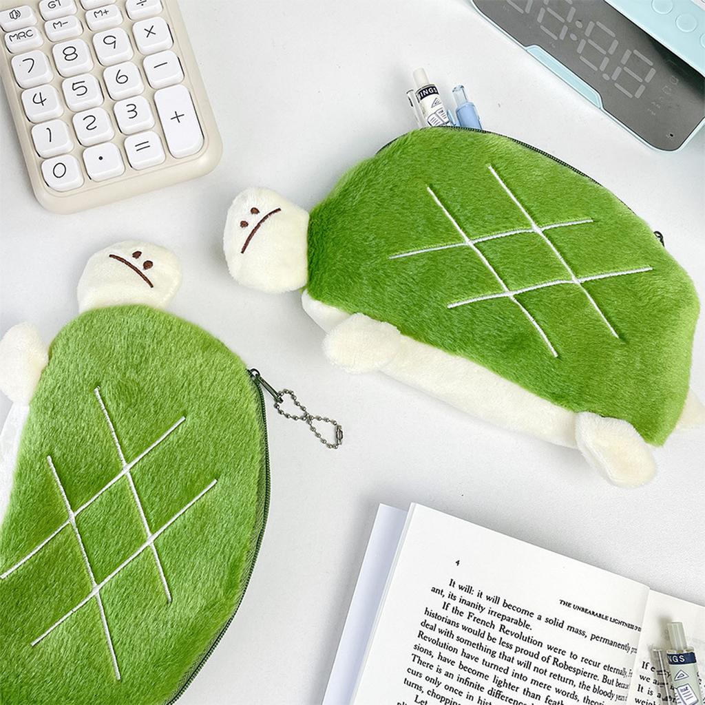 Cartoon Tortoise Pencil Case Lovely Pen Holders Pen Bag Plush Pencil Bag Pen Case Pen Pouch Large Capacity Pencil Pouch