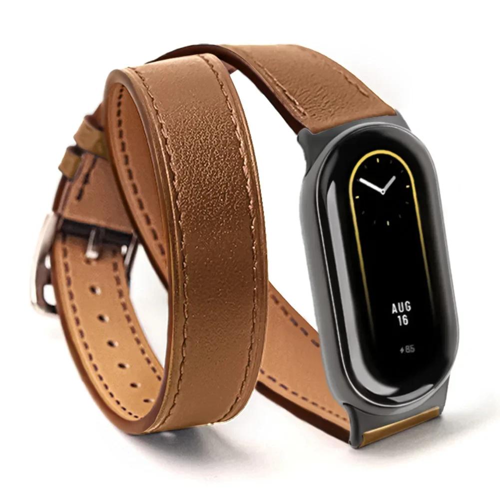 For Mi Band 8 Strap Leather Band For Xiaomi Mi Band9 Wrist Strap Correa Watch Replacement Miband8/9 NFC Sports Bracelet Pulseira