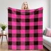 Hot Pink Buffalo Plaid  Flannel Blankets Are Suitable For Sofas, Men's Room Decorations, Thick And Warm Gifts For Teenagers